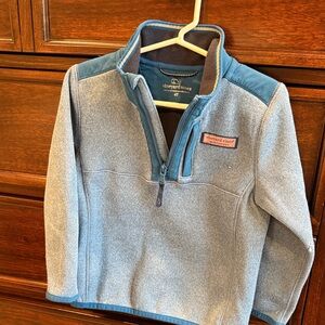 Vineyard Vines Kids Heather Blue Quarter-Zip Sweatshirt